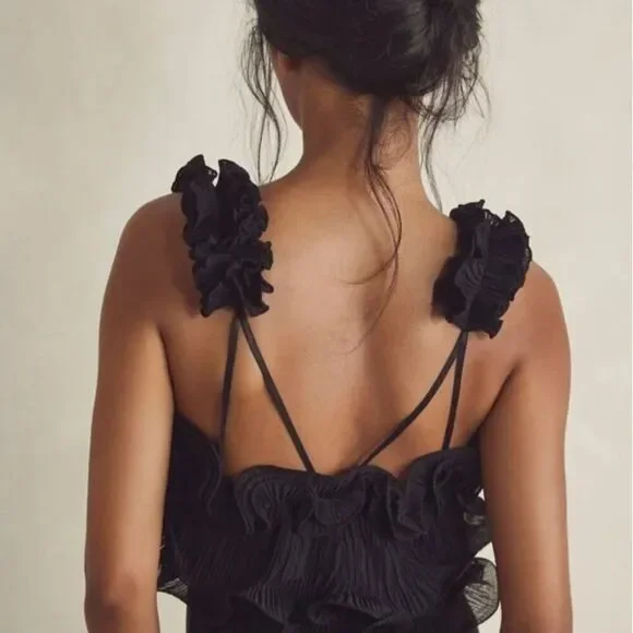 JOIE Ruffle Strappy Black Bodysuit - Picture 2 of 6